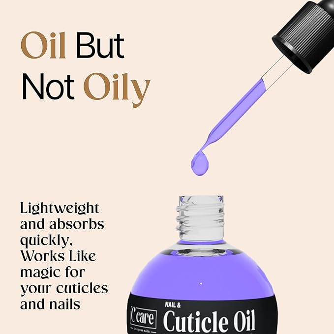 C CARE Cuticle Oil For Nails - Lavender and chamomile Nail Oil - Moisturizes and Strengthens Nails and Cuticles - Dropper & Brush included - Large 2.5 oz bottle