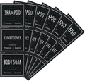 Segbeauty Soap Dispenser Labels, 18pcs Bathroom Waterproof Labels for Bottles, Black Removable Self-Adhesive Cleaning Bottle Label Stickers Printed with Shampoo Conditioner Body Soap
