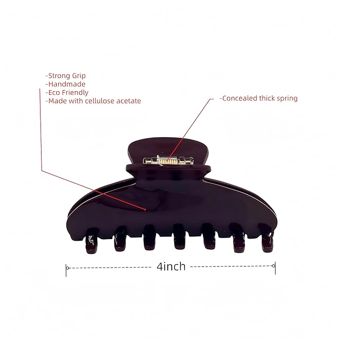 Durable Acetate Hair Clips - 4-Inch Wine Red Claw Clips for Fine and Thick Hair (Wine Red)