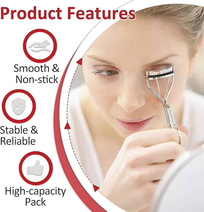 150 Pack Eyelash Curler Refills for Tweezerman, High Elasticity Silicone Replacement Pads, Gentle & Safe, Black