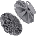 INNERNEED Food-Grade Soft Silicone Body Scrubber Shower Brush Handheld Cleansing Skin Brush, Gentle Exfoliating and Lather Well (Gray)