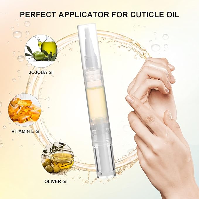 10 pcs 5ml Empty Cuticle Oil Pen, Nail Oil Twist Pen with Brush, Eyelash Growth Liquid Tube, Cosmetic Lip Gloss Container