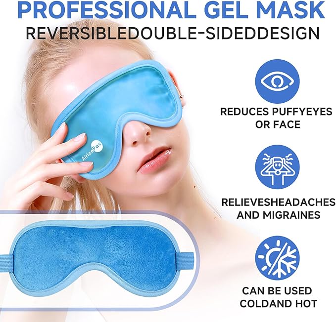 Cold Eye Mask Cooling Eye Mask for Dry Eyes, Gel Eye Mask Eye Ice Pack Reusable Cold Eye Compress for Dark Circles, Migraines, Eye Surgery, Skin Care 2 Pack