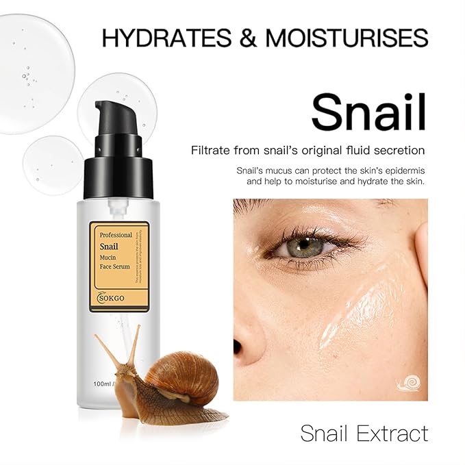 Professional Snail Mucin Serum, Intensive Hydration and Repair for Healthy Skin