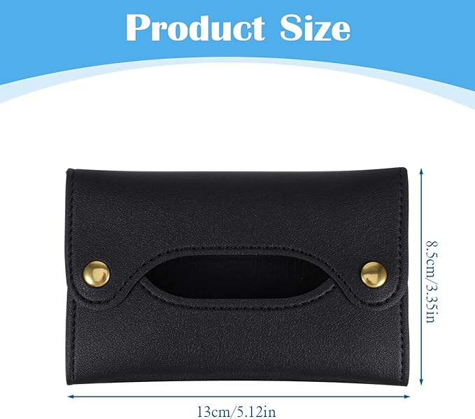 Pocket Tissue Holder, Tissue Holder for Purse, Pocket Paper Towel, Soft PU Leather Reusable Travel Pouch Paper Box Bag for Face Towels, Black