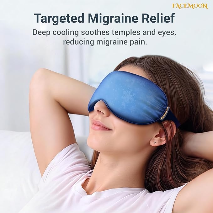 2PCS Cold Eye Mask - Cooling Eye Mask for Puffy Eyes, Cold Compress for Dark Circles, Tired Eyes, Headache, Migraines Relief - Reusable Gel Ice Pack, Weighted Sleep Mask((Black,Blue)