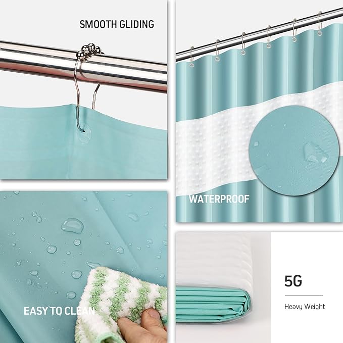 IMAVO Blue Bathroom Set,26Pcs Bathroom Accessories Set with PVC Shower Curtain,Rugs,Trash Can,Tray,Soap Dispenser,Soap Dish,Toothbrush Holder,Toothbrush Cup,Toilet Brush Holder and Qtip Holders