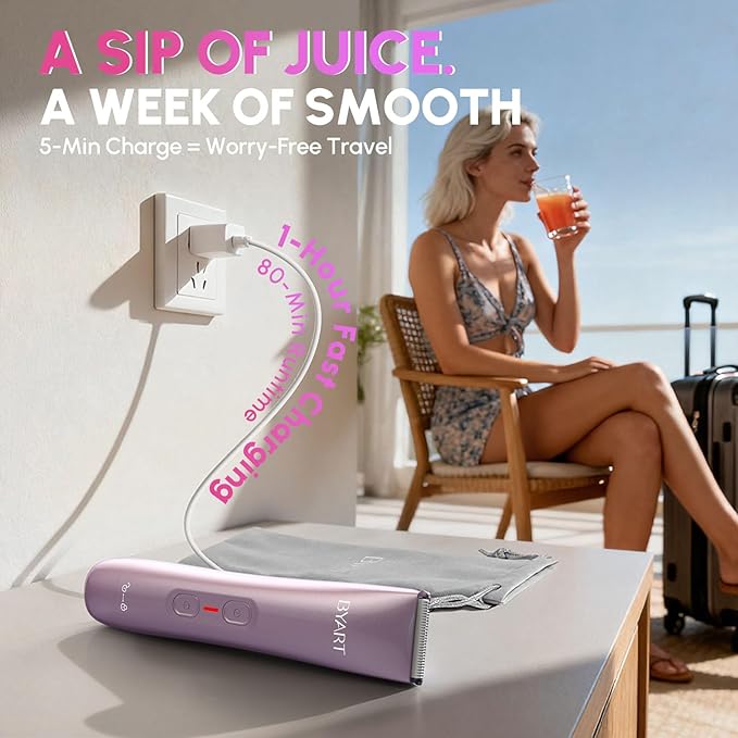 Bikini Trimmer for Women - 2-in-1 Body & Facial Hair Trimmer for Shaving, Wet & Dry Use Cordless Electric Razors for Legs, Underarms, Pubic, Ceramic Blade for Sensitive Skin - No Nicks No Bumps