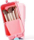 APT 1101 Makeup Brush Holder Travel Cosmetic Bag with Suction Base, Portable Cosmetic Organizer for Travel & Home, Organizer for Brushes, Beauty Tools & Accessories (Coral)