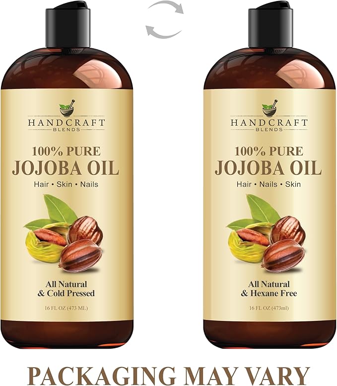 Handcraft Blends Jojoba Oil | 100% Pure and Natural | Ayurvedic Skin Care | Premium Grade Carrier Oil | Face | Skin | Hair | Massage | Cold-Pressed | Hexane-Free | 16 Fl Oz