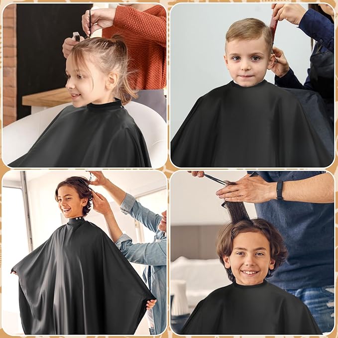 FEBSNOW Hair Cutting Cape Kit,Professional Barber Cape with Neck Duster Brush for Adults Waterproof Hairdressing Salon Cape with Adjustable Closure Snap Salon Barber Supplies