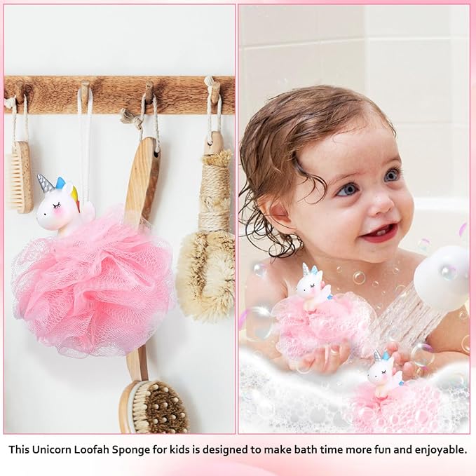 Balacoo Shower Loofah: 2 Pcs Unicorn Loofahs Animal Loofah Kids Loofah Bath Sponge Exfoliating Scrubber Bathing Ball for Girls Boys