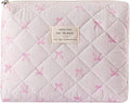 uekeboag Quilted Cotton Makeup Bag,Coquette Quilted Toiletry Bag for Women and Girls,Floral Coquette Pouch,Cute Kawaii Travel Cosmetic Bags(Cute Pink Bow)