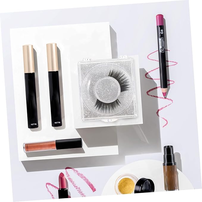 6pcs Eyelash Storage Boxes Square Glitter Eyelash Packaging Cases Unique Silver Card Design for Easy Viewing and Protection