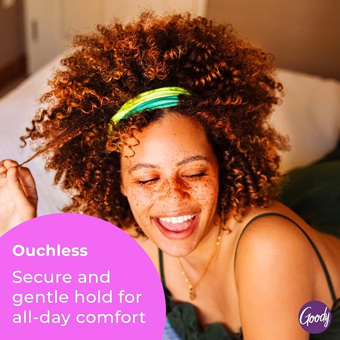 GOODY Ouchless Medium Headband with Flex Tips - Flex Teeth Hold Bangs & Layers In Place for a Comfortable Fit - for All Hair Types - Pain-Free Hair Accessories for Women, Men, Boys, and Girls