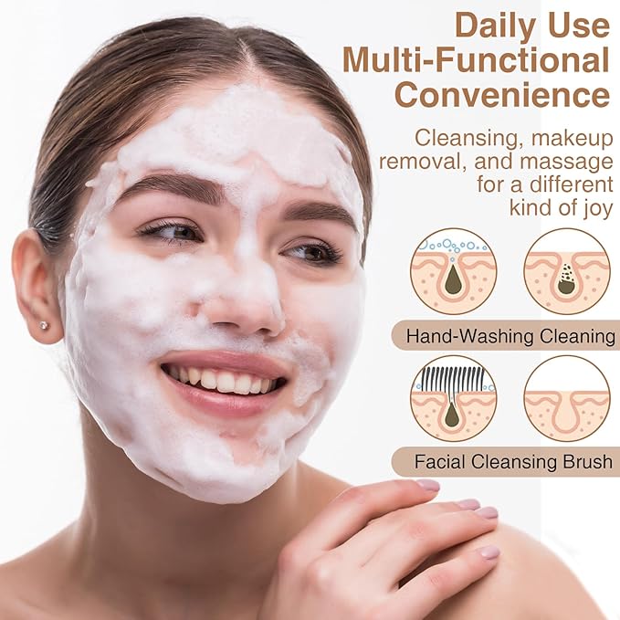 LOGJAM 2 Pcs Face Cleansing Brush, Soft Bristle Facial Dry Brushes, Natural Bristle Face Brush for Deep Pore Cleaning