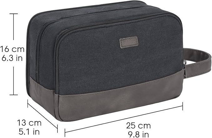 WANDF Travel Toiletry Bag for Men Large Toiletries Shaving Bag Water Resistant Hanging Dopp Kit Travel Accessories Bag for Women Men (Black)