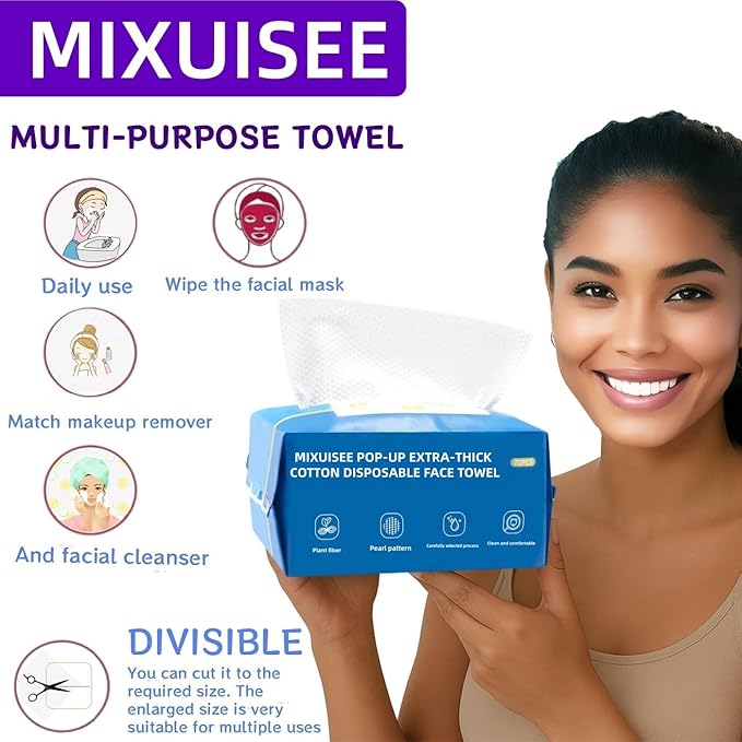MIXUISEE◆thick and soft Face Towels.Disposable face towel.100% Cotton facial cloths.Super thick 150%. Suitable for makeup removal and cleansing.and applicable to sensitive skin(Extra thick 420 pieces)