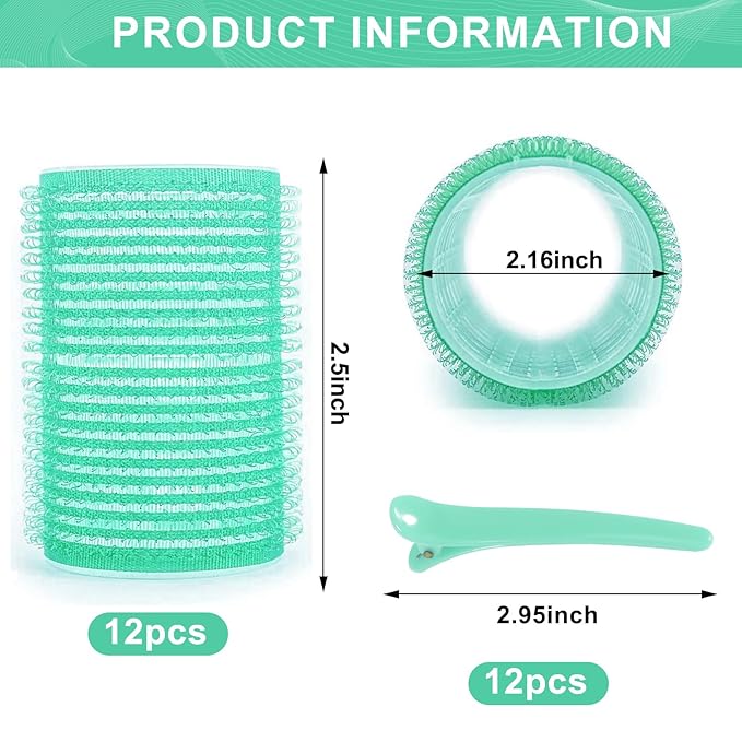 Hair Rollers, 12 Pack Self Grip Salon Hairdressing Curlers, Hair Curlers Sets, DIY Curly Hairstyle, Colors May Vary, JUMBO