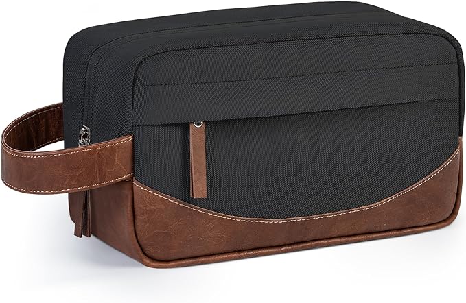 Travel Toiletry Bag for Men, Hanging Toiletry Organizer, Water Resistant Shaving Kit with Large Capacity for Travel Accessories (Black, Medium)