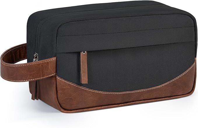 Travel Toiletry Bag for Men, Hanging Toiletry Organizer, Water Resistant Shaving Kit with Large Capacity for Travel Accessories (Black, Large)