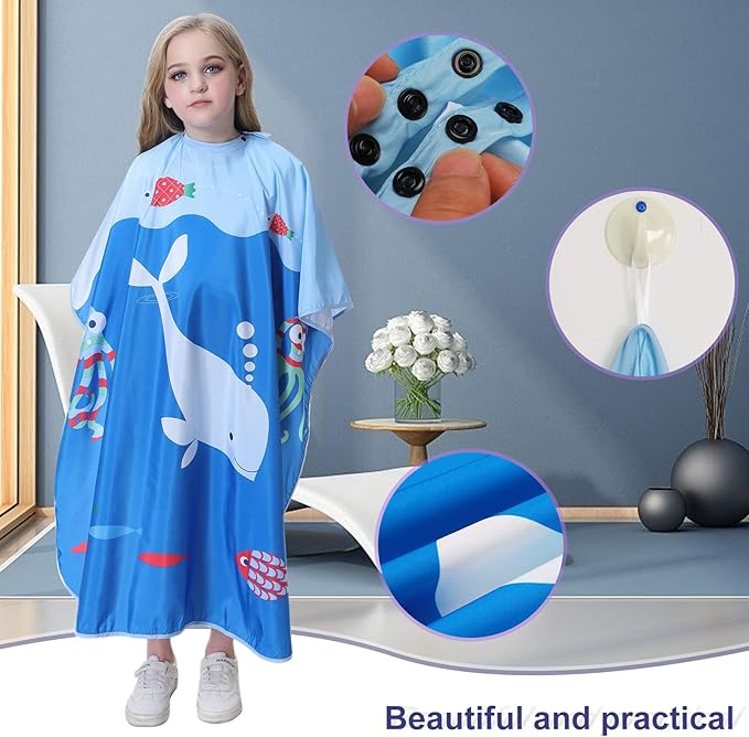 Kids Barber Cape - Professional Hair Cutting Cape,Salon Capes for Hair Stylist Shampoo Haircut Cape Barber Supplies