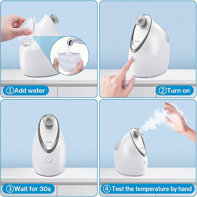 Facial Steamer, Nano-Ionic Face Steamer with Adjustable Nozzle & Aromatherapy Function, Warm Mist Humidifier Home Sauna Spa, Facial Moisturizing Deep Cleaning for Women, Birthday Gifts,White