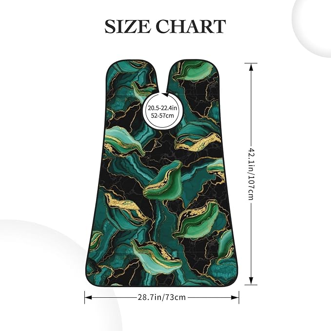 Non-Stick Beard Shaving Bib, Hair Catcher Apron with Suction Cups, Waterproof Grooming Tool for Men Husband, Teal Turquoise Green Gold Black Marble Shave Bib