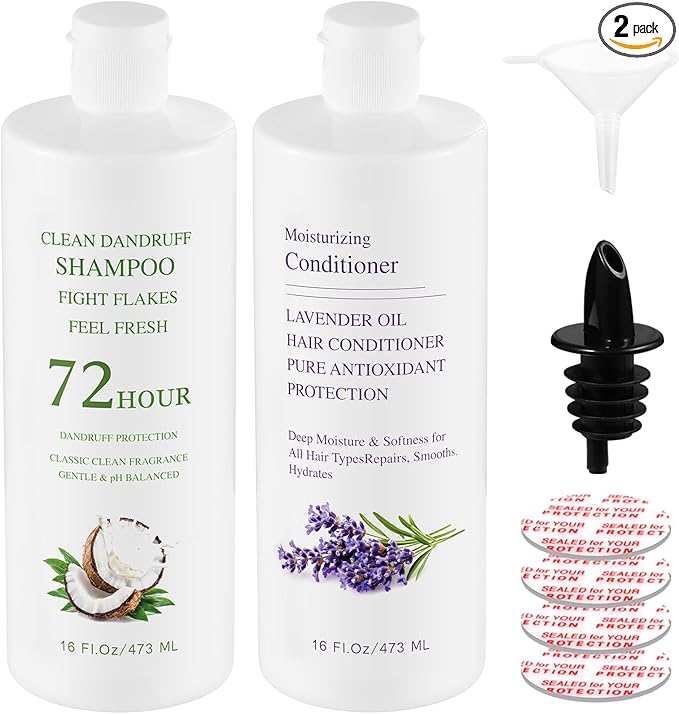 Cruise Empty Shampoo Bottles: 32oz in Total Leak-Proof - Fill The Bottles&Pack Them In Checked Luggage With Confidence- Reusable Funnels - for Cruise, Travel, Events