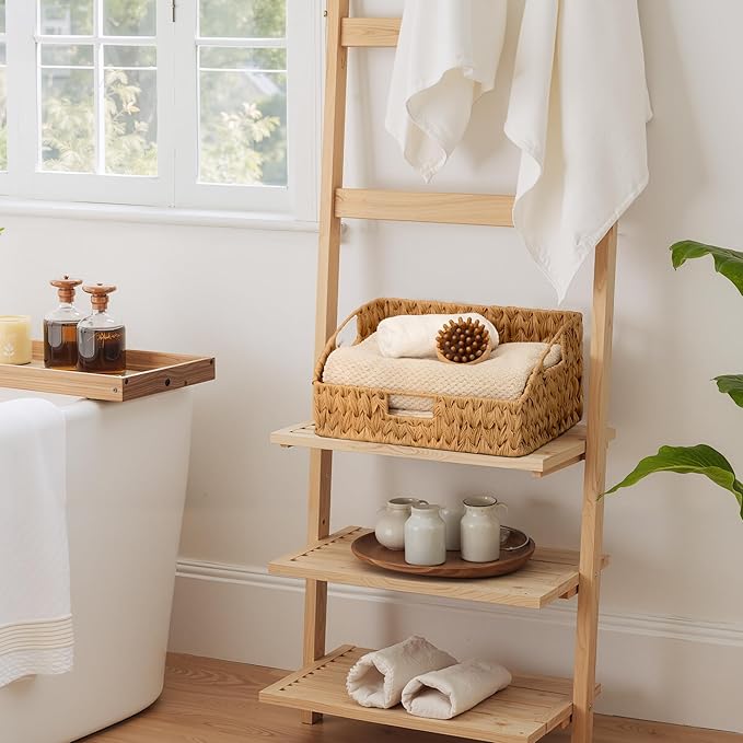GRANNY SAYS Wicker Storage Basket for Shelves, Large Wicker Basket with Handles, Trapezoid Woven Baskets for Storage, Decorative Baskets for Home Decor, Natural
