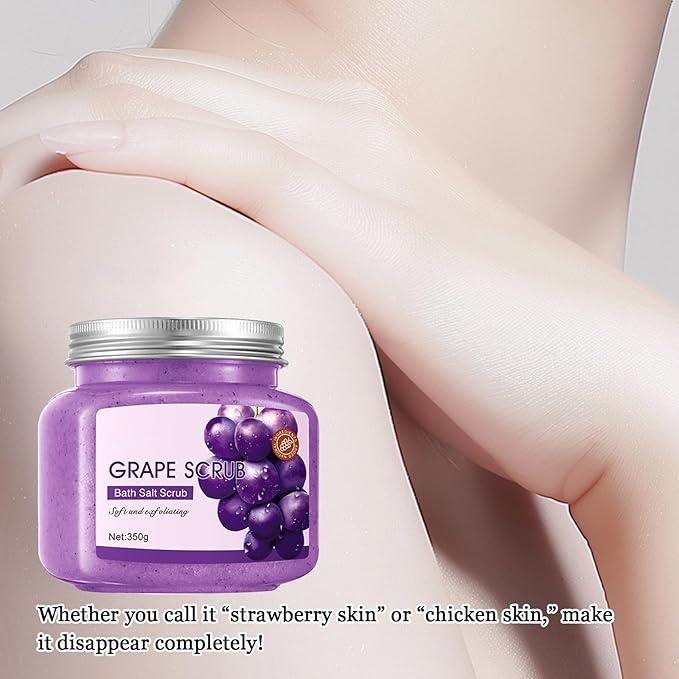 Grape Body Exfoliator, Deep Cleaning Exfoliating Body Scrub, Moisturizing Nourishing Salt Rose Body Scrub, 350 g