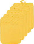 Oven Pot Holder with Pocket Cotton Heat Resistant Coaster Potholder Kitchen Hot Pad Oven Mitts for Cooking Square 7"x9"Set of 5 (Yellow)