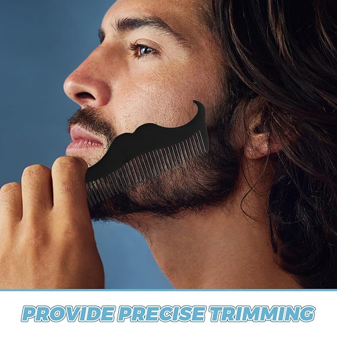 Beard Shaper Comb and Stainless Steel Beard Template Grooming Tool Set with Black Opp Pocket for Men’s Precise and Mustache Styling