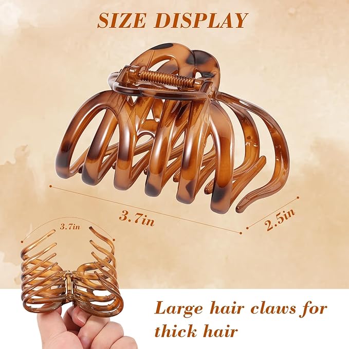 4 PCS 3.8" Octopus Hair Claw Clips, Large Tortoise Shell Claw Clips for Women Girls, Strong Grip for Thick Hair, Hair Accessories for Girls Gifts