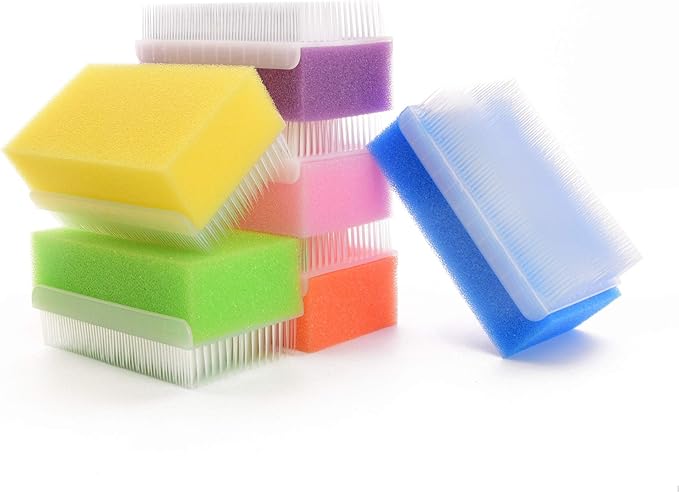 Special Supplies (6 Pack) Baby Bath Sponges Soft Foam Sensory Scrubber with Cradle Cap Bristle Brush - Body, Hair, and Scalp Cleaning - Gentle on Infant, Toddler Sensitive Skin - Great Sensory Feel