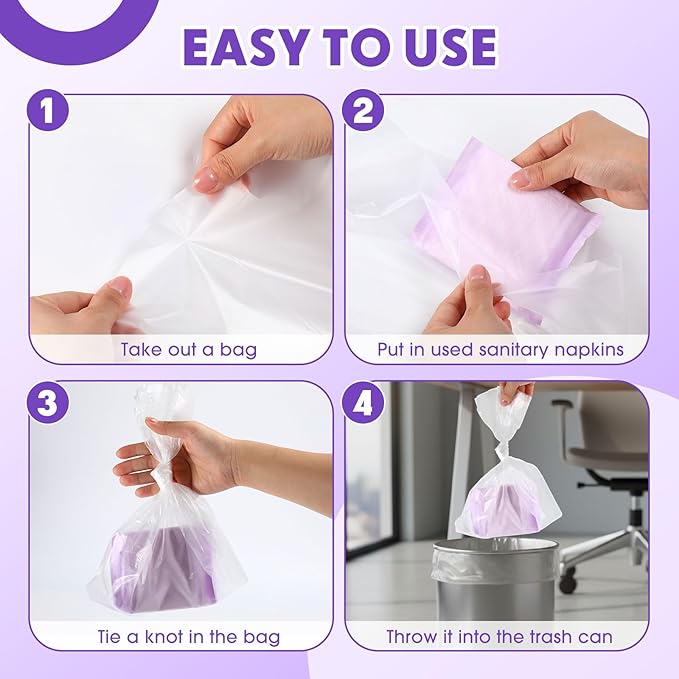 600 Pcs/ 2 Roll Sanitary Napkin Receptacle Liner, Sanitary Napkin Disposal Bags Feminine Hygiene Disposal Bags Women Personal Supplies for Tampon Bathroom, 11.81 x 15.63 Inch