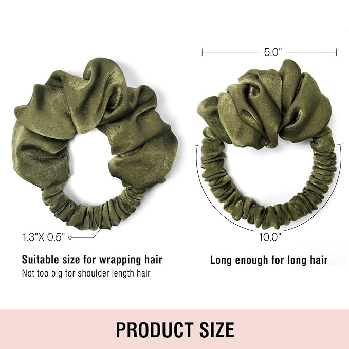Heatless Curling Scrunchie, Heatless Hair Curler to Sleep In, No Heat Curls for Long Hair, Soft Sleep Hair Roller (Olive green)