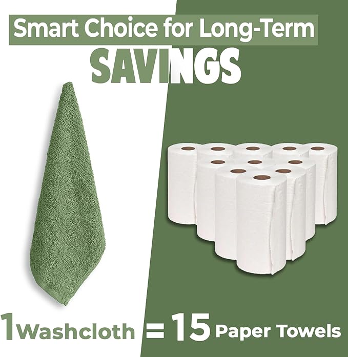 DAN RIVER 12 Pack Wash Cloths for Showering [12x12] - 100% Cotton Washcloths Premium Quality Flannel Face Cloths for Bathroom, Highly Absorbent and Soft Feel Wash Clothes, Assortment 2