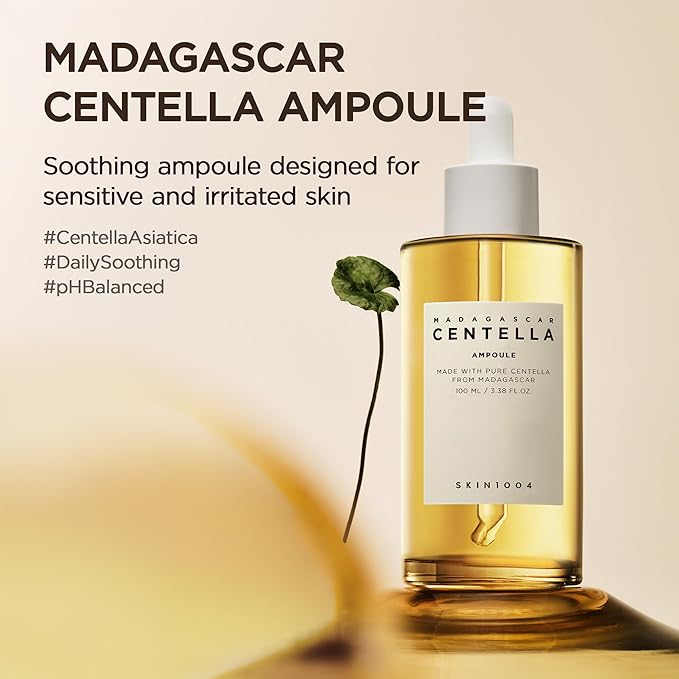 SKIN1004 Madagascar Centella Ampoule, Korean Face Serum with Centella Asiatica for Hydrating & Moisturizing Care, Soothing Facial Serum for Skin Balance and Glow, Korean Skin Care, 3.38 fl.oz / 100 ml