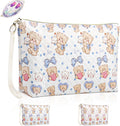 Period Bag for Teen Girls, Quilted Sanitary Napkin Storage Bag, Cute Bears Menstrual Pad Pouch Tampon Holder (Large-Blue)