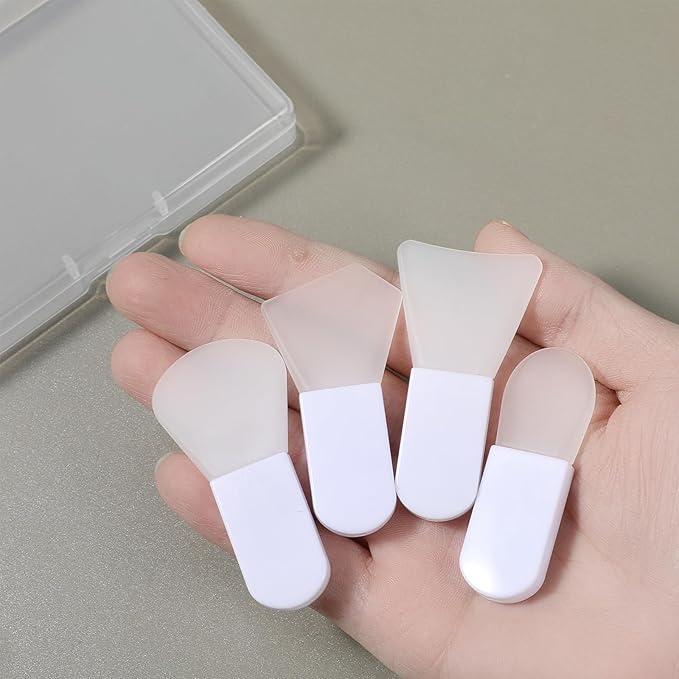 4PCS Face Mask Applicator Mini Makeup Spatula Brush Set, Face Mask Brush Applicator for Mud Cosmetic Masks Facial Clay Eye Cream Body Lotion Serum Body Butter Cream Soft Silicone Brushes Suit