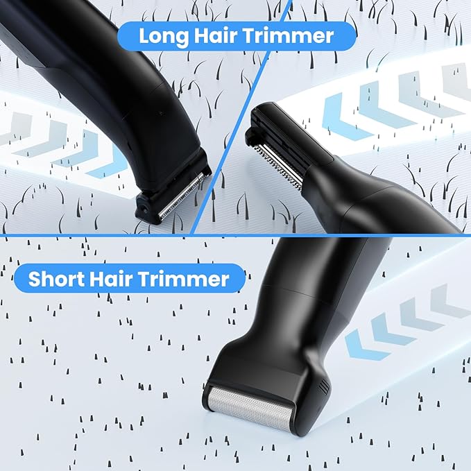 Body Hair Trimmer for Men 3-in-1 Groin, Pubic & Ball Trimmer with Skin Safe No-Nick Blades, IPX6 Waterproof Wet/Dry Electric Shaver for Chest, Underarms, Legs, USB-C Rechargeable Groomer Kit