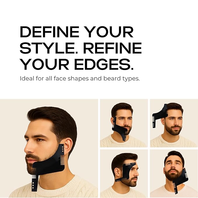 Beard Butler® ‘The Original’ Beard Shape Up Tool for Men – Precision Beard Template & Lineup Tool – Achieve Sharp Edges, Clean Lines & Perfect Symmetry – Shaping Guide for Jawline & Neckline