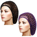 Waydress 2 Pieces Mesh Hair Net Rayon Knit Snood Women Crocheted Sleep Cap (Black, Purple)