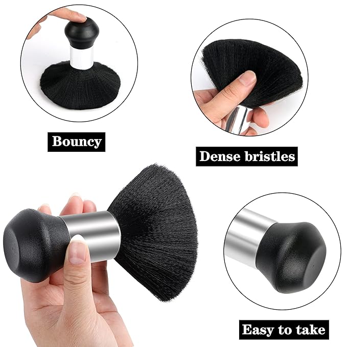 FEBSNOW Barber Cape Waterproof Professional Hair Cutting Cape Neck Duster Brush for Haircut Black and White Dots Salon Beard Hairdressing Kits 46.8 × 56 Inches