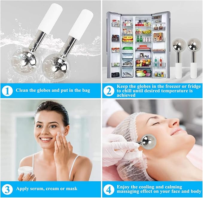 Unbreakable Cryo Stick for Beauty Routines,360 Ice Globes for Face & Eyes,Portable Facials Cold Roller Colling Globes Unbreakable Stainless Steel Cryo Stick