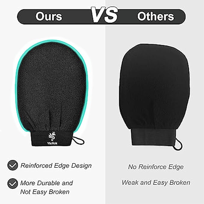 Exfoliating Gloves 2 Pcs, Exfoliating Body Scrubber for Bath Shower Exfoliation, Body Scrub Exfoliator Loofah Sponge for Dead Skin Remover, Korean Exfoliating Mitt (Grey)
