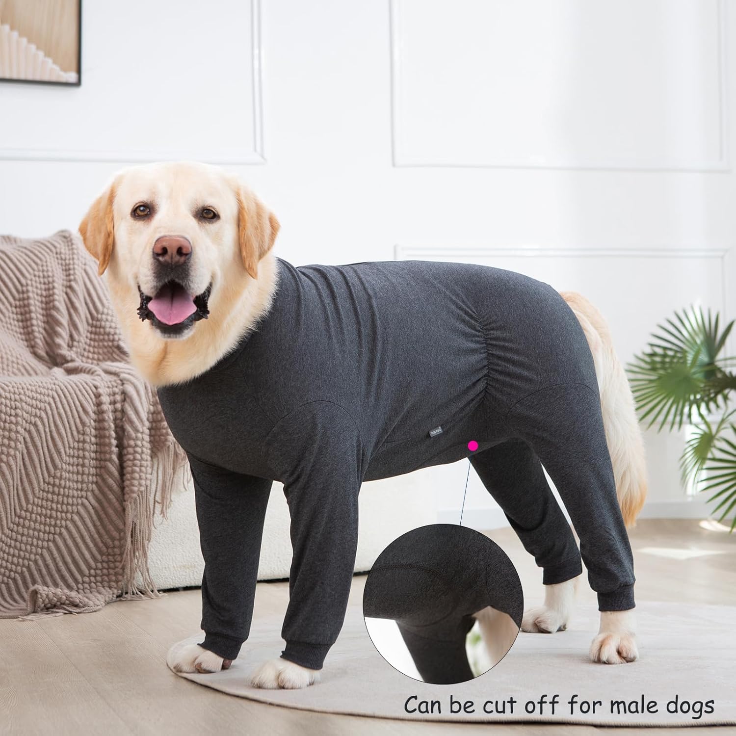 Yeapeeto Dog Onesie Surgery Recovery Suit for Large Medium Bodysuit Dogs Pajamas PJS Full Body for Shedding, Prevent Licking, Wound Protection, Cone Alternative(2XL,Dark Grey)