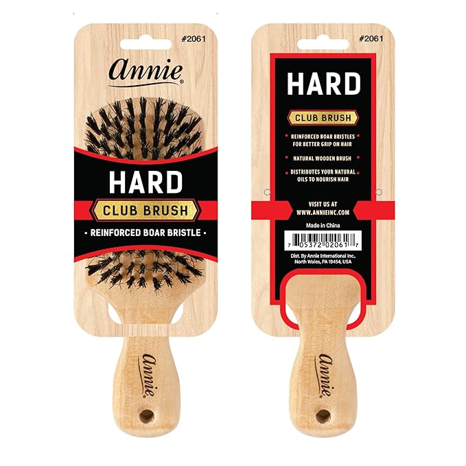 Annie Natural Boar Bristle Hard Club Brush #2061, Reinforced boar bristles, reinforced bristles, wavy hair, straight hair, long hair, short hair, no more tangles, detangler