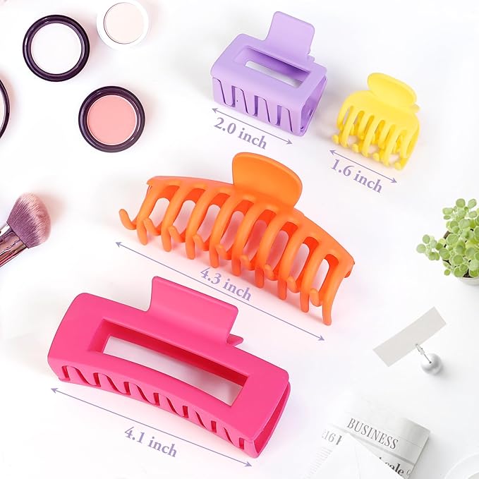 Hair Claws 16 Pcs Hair Clips for Women Thin Thick Curly Hair Large and Small Matte Banana Clips Strong Hold Nonslip